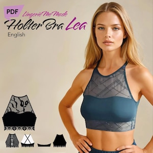 ESPAÑOL: Patrón de costura - Sujetador halter Lea. Tallas 75B/34B, 80B/36B, 85B/38B. Descarga instantánea en PDF. IDsmx3