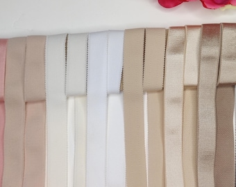 20 mm bra strap. Blush peach, white, beige, frappe. 13/16 bra strap elastic. IDtrx20
