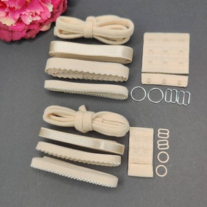Haberdashery sewing kit for bra sewing, beige/skin-colored trimming kit IDbhkwx7