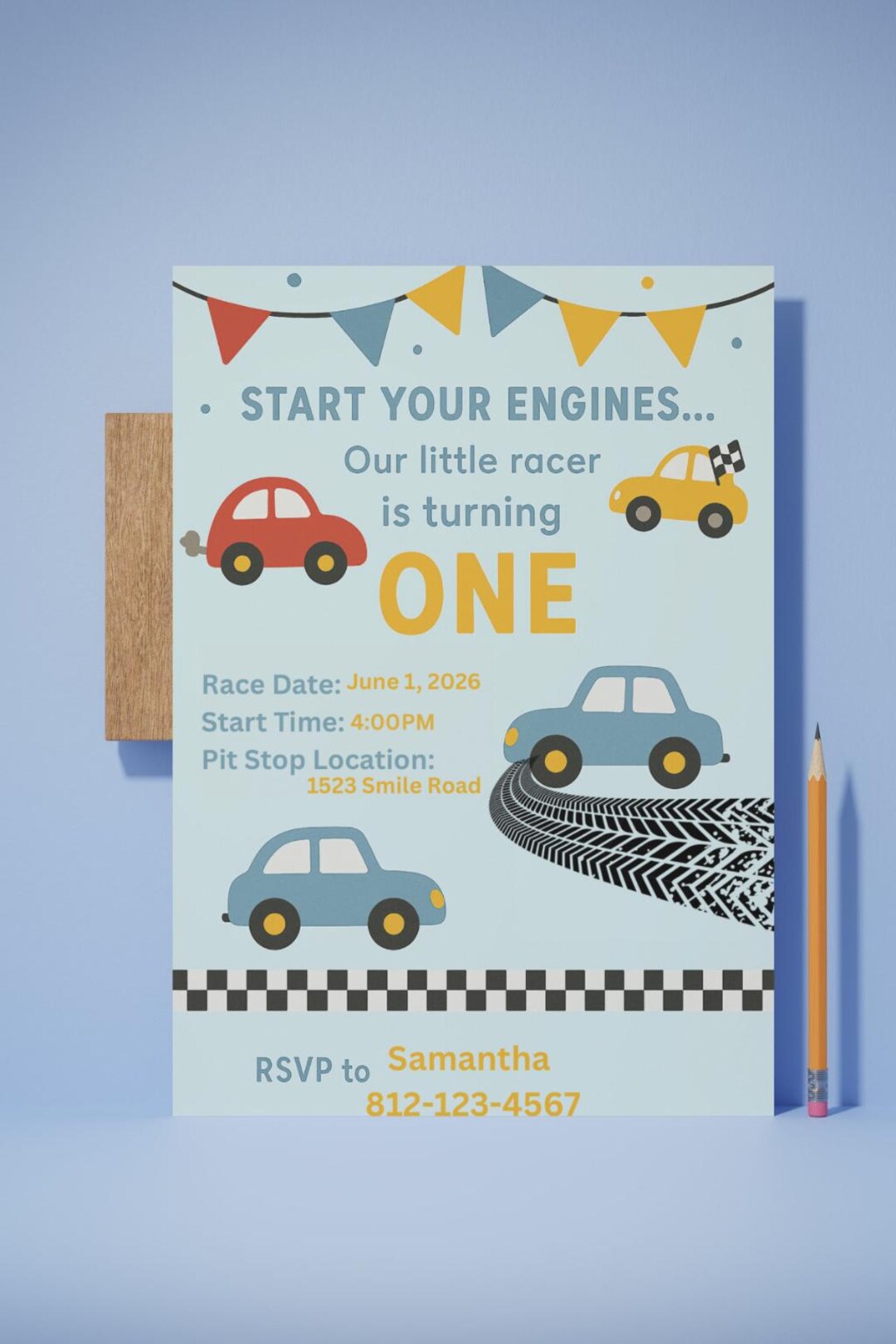 Start Your Engines First Birthday Invitation, First Birthday Invite ...