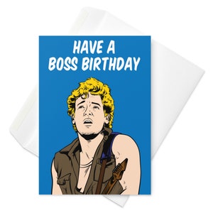 Biglietto di auguri di buon compleanno per Bruce Springsteen alias The Boss, cantautore e chitarrista americano