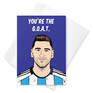 Lionel Messi football G.O.A.T. (Barcelona, Paris Saint-Germain & Argentina) birthday greeting card