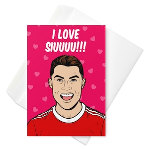 Eine schöne Grußkarte zum Valentinstag mit einem Motiv aus der portugiesischen Fußball-Legende Manstellen, Real Madrid, Cristiano Ronaldo oder CR7