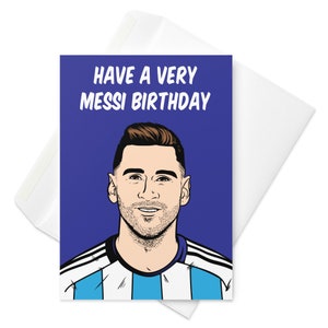 Cartão de aniversário da lenda do futebol da Copa do Mundo Lionel Messi (Barcelona, Paris Saint-Germain e Argentina)