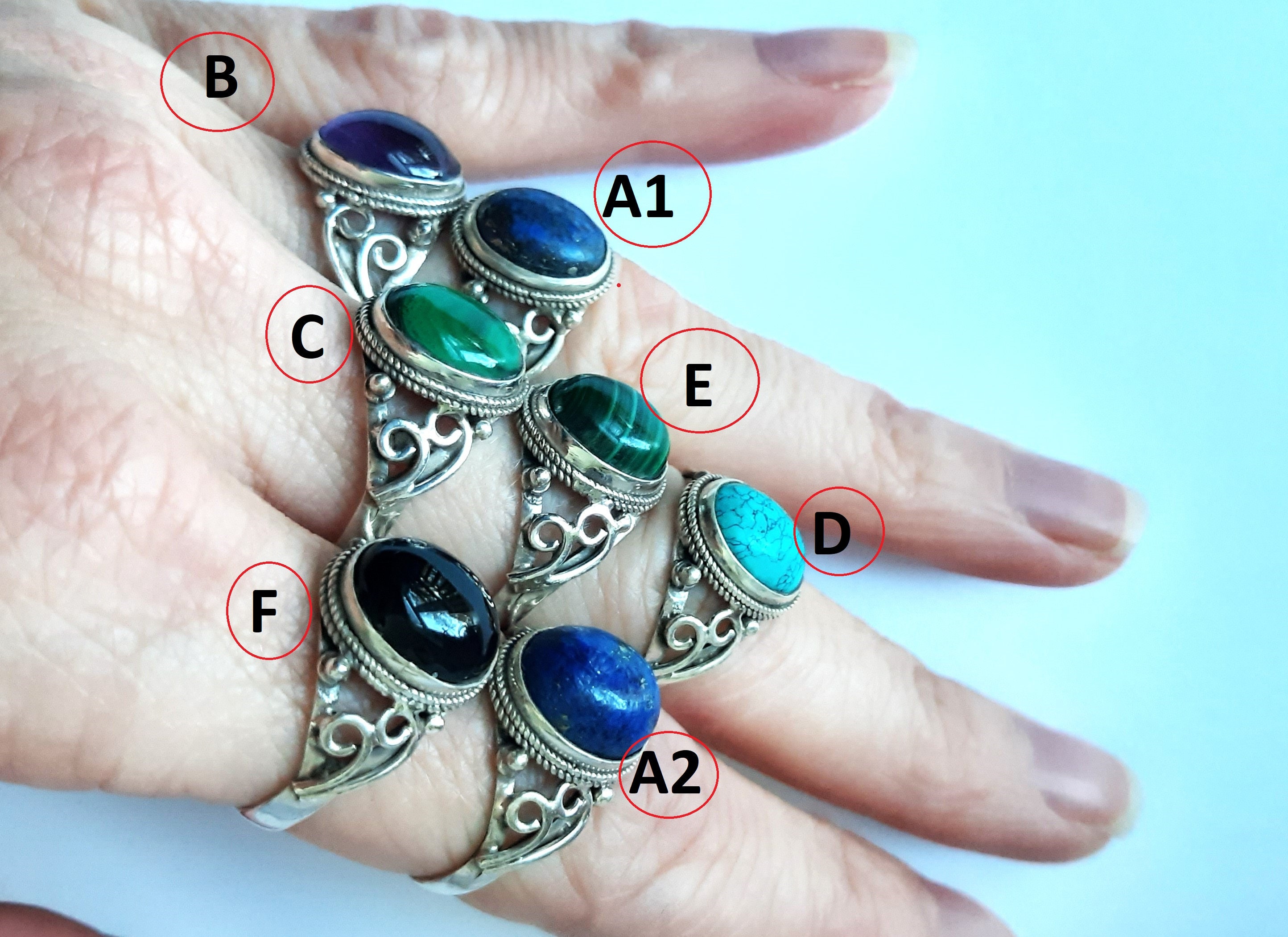 天然石 silver ring Handmade Silver Ring With Gemstone (amethyst, Black Onyx
