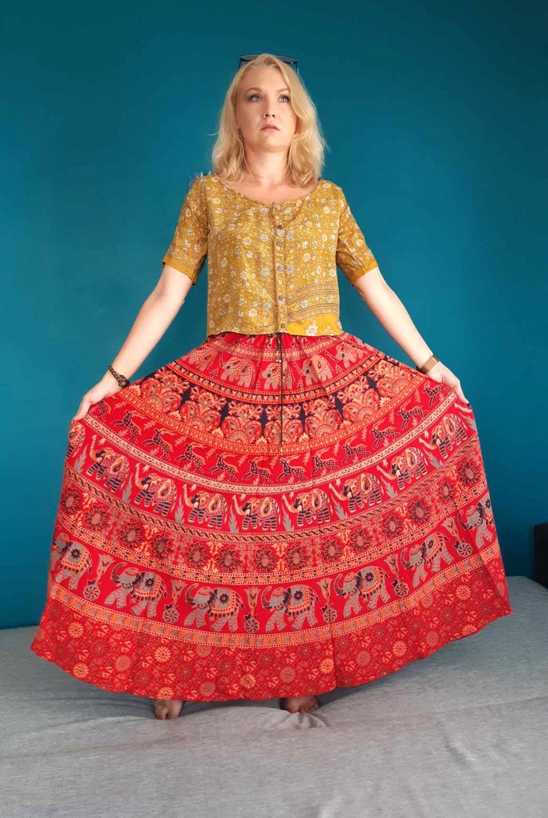 White Embroidered Eyelet Tiered Indian Fine Gauze Cotton boho Long Maxi Skirt (JK8) main image 0