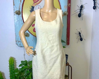 Vintage Versus Gianni Versace Cream Colored Cotton and Mohair Sleeveless Mini dress 28/42