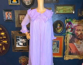 Vintage 1960s Purple Sheer Ruffled Peignoir Set