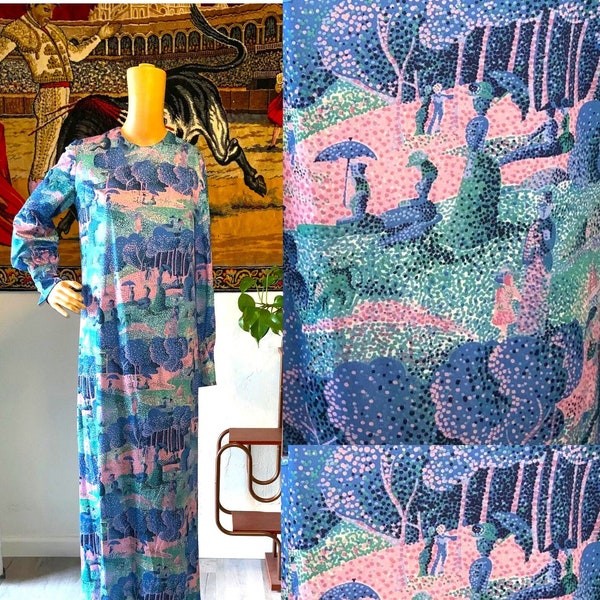 Vintage La Grande Jatte Novelty Print Dress