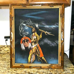 Native American Chief Painting on Velvet - Etsy