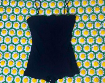 Black Vintage Sun Streak Playsuit Swimwear bathing suit
