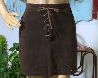 Vintage 60's 70's Leather High Waisted Skirt