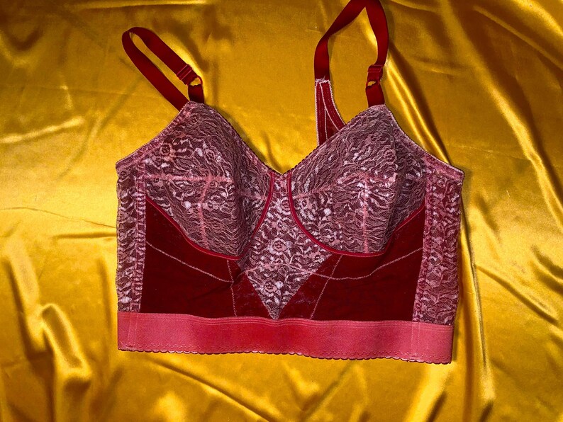 Long Line Rago Rago Style 2202 Vintage Deep Red Lace Longline Wireless Expandable Cup ...