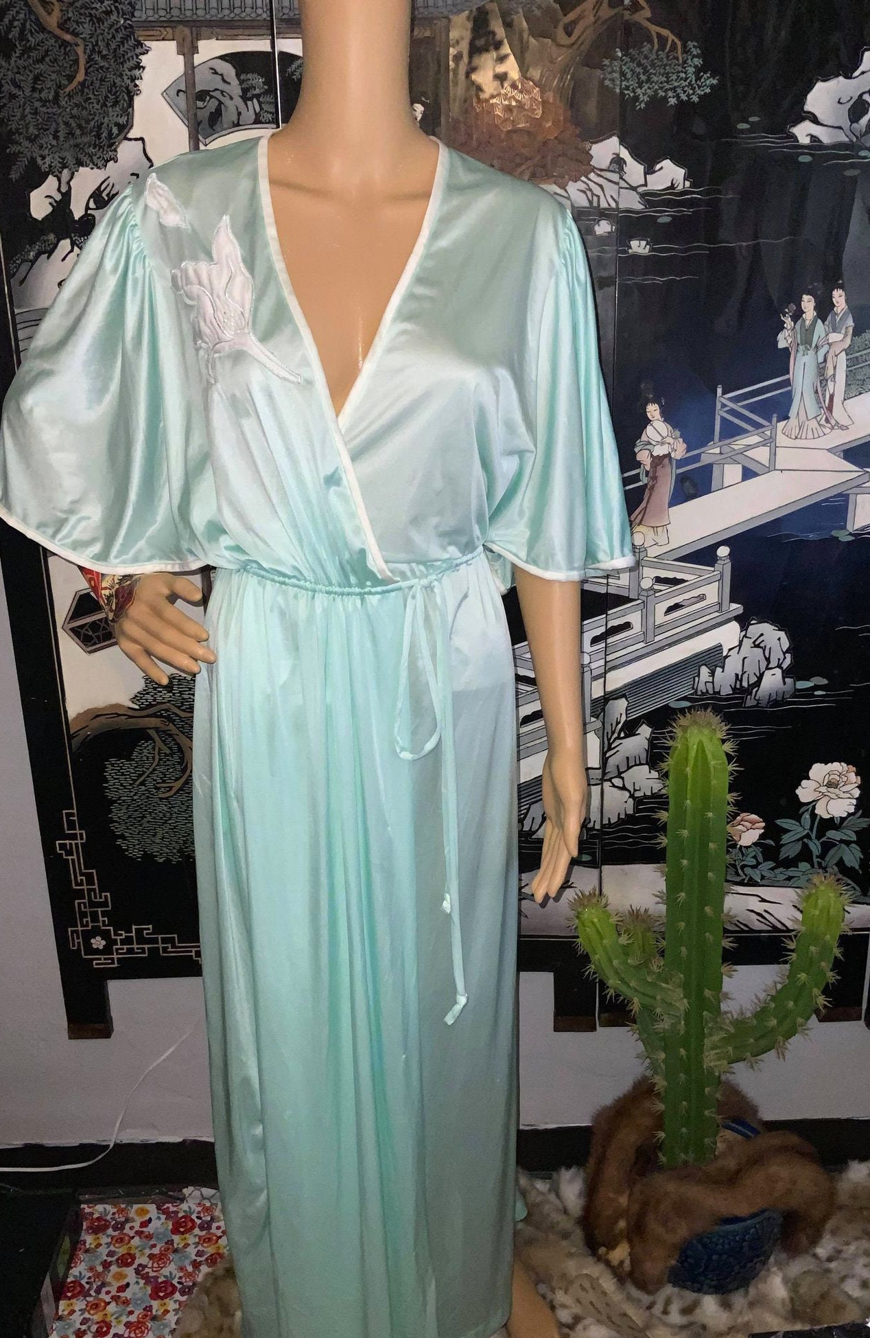 1970s Olga Vandemere Mint Floor Length Robe Size Large l Etsy