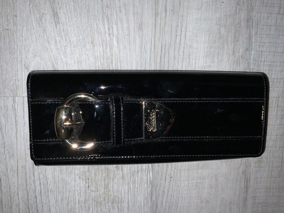 Gucci Black Patent Leather Romy Clutch - image 3