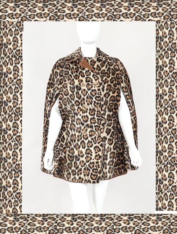 Vintage 1960s Reversible Cape | 60s Leopard Anima… - image 1