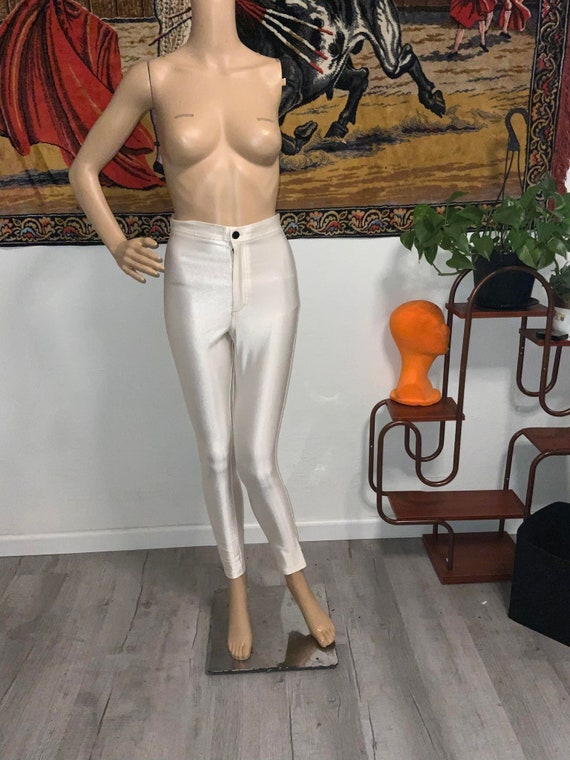 White Shiny Spandex American Apparel Disco Pants C