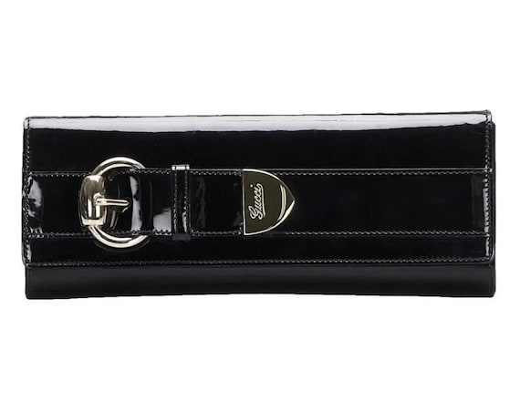 Gucci Black Patent Leather Romy Clutch - image 1