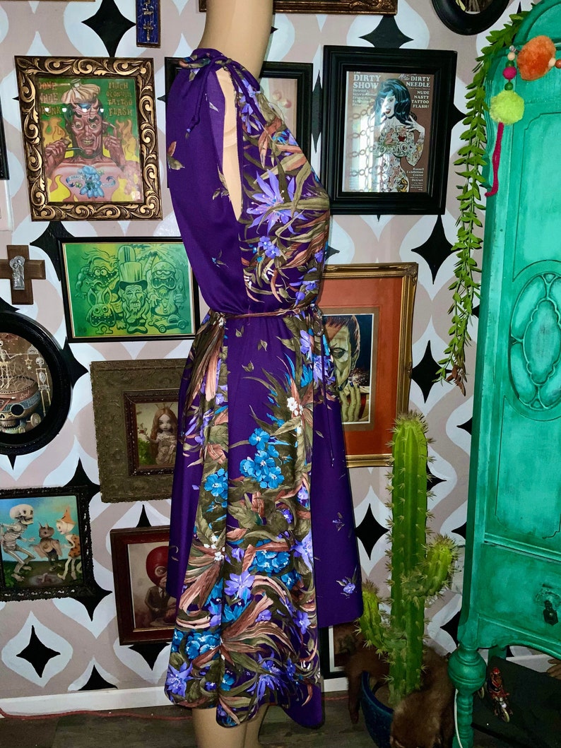 Dress Summer Floral 1970s Party Dress Spring Vintage Boho-Style Purple
