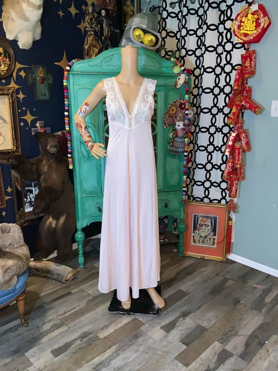 Vintage Pale Pink 2 Piece 70s Lorraine Nightgown S