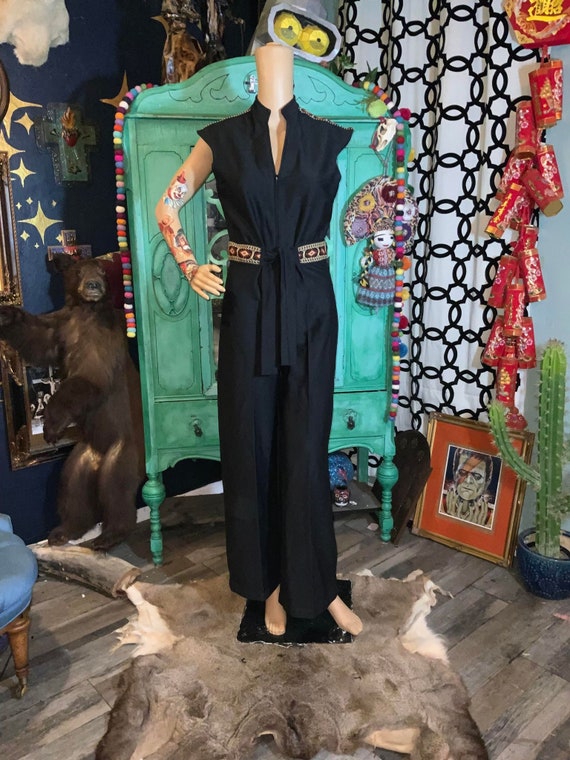 Red Jumpsuit 70's Jumpsuit 70s Romper Mod Pants 