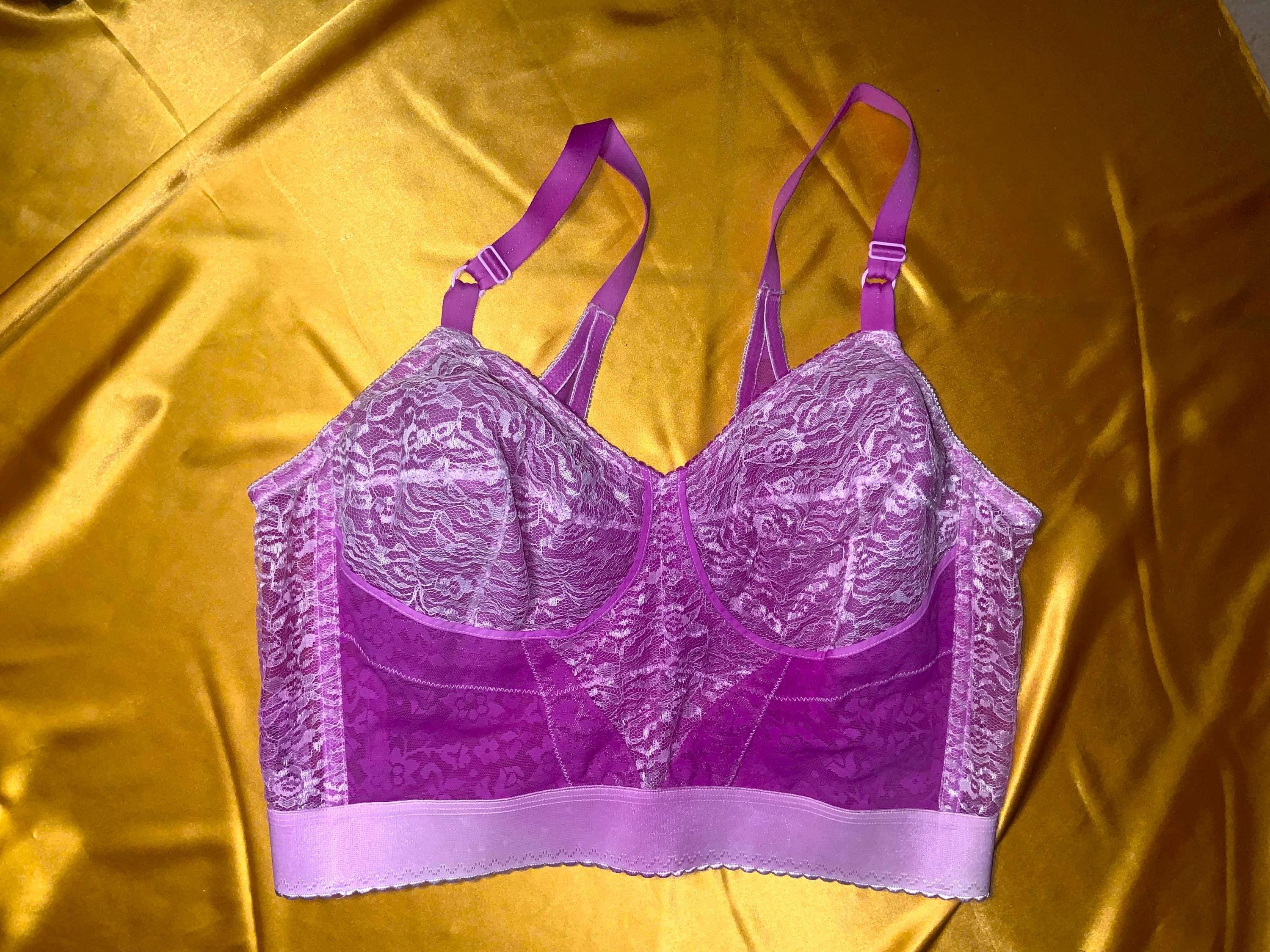 Long Line Rago Rago Style 2202 Vintage Hot Pink Lace Longline Wireless Expandable Cup ...