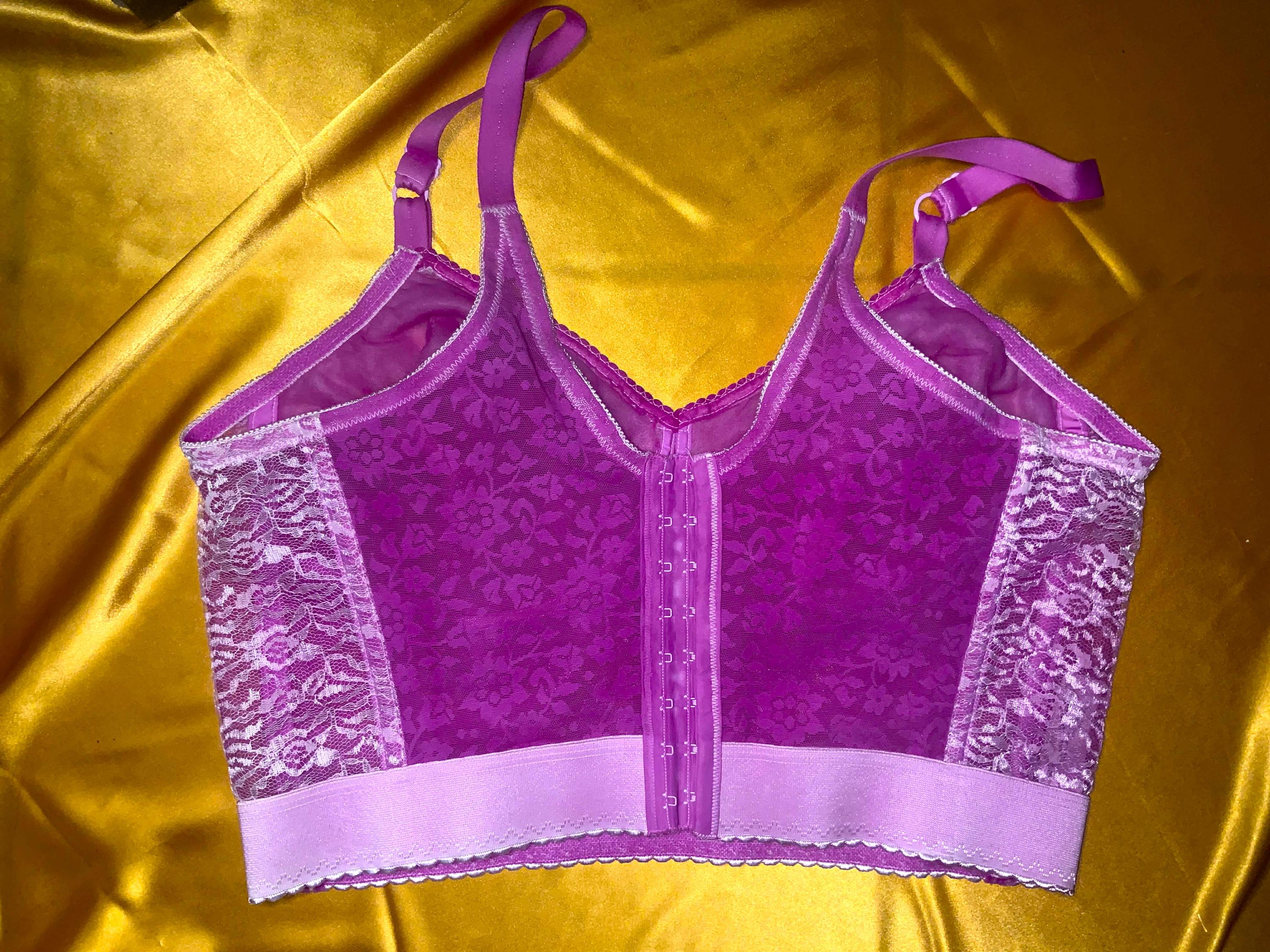 Long Line Rago Rago Style 2202 Vintage Hot Pink Lace Longline Wireless Expandable Cup ...
