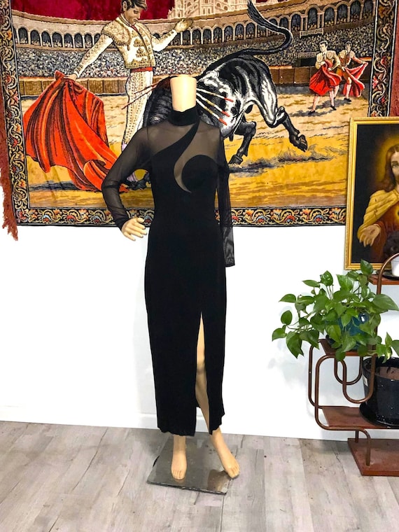 Vintage Lilli Rubin Black Illusion Gown