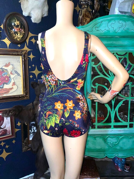 Vintage Roxanne Bright Floral Print Swimsuit/ Pla… - image 3