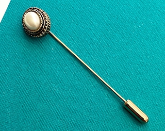 Vintage Avon Stick Pin Gold Tone Faux Pearl Accent