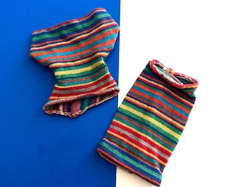 Vintage Barbie Multi-Stripe Knit Skirt w Top Blouse Fashion Pak Separates 1960s