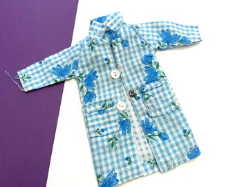 Vintage Babs Fab-Lu Doll Blue Floral Coat – 1960s British Crown Colony, Light TLC