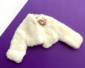 Vintage Barbie White Fur Coat w Corsage, Going to the Ball from 1964