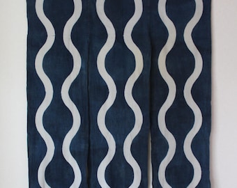 Vintage Japanese Noren Fabric / Natural Indigo