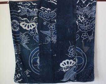 Vintage Japanese Aizome Furoshiki / Sashiko Tapestry