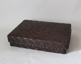 Vintage Japanese Woven Bamboo Box / Takekouri