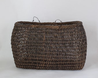 Vintage Japanese Wooden Handwoven Basket / Akebi