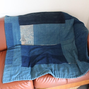 Vintage Japanese BORO Fabric: Indigo Katazome Textile Patchwork