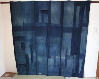 Vintage Japans boro-textiel / 6 panelen samengevoegd met sashiko-steken