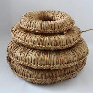 Set of 4 Vintage Japanese Straw Trivets | Nabeshiki Folk Craft | Mingei Tohoku Kura Find