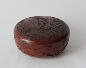 Vintage Japanese Wooden Curved Round Box