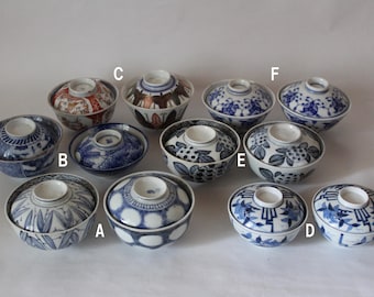 Vintage Japanese Bowl With Lid / Price List For Set Of Two / Chawan
