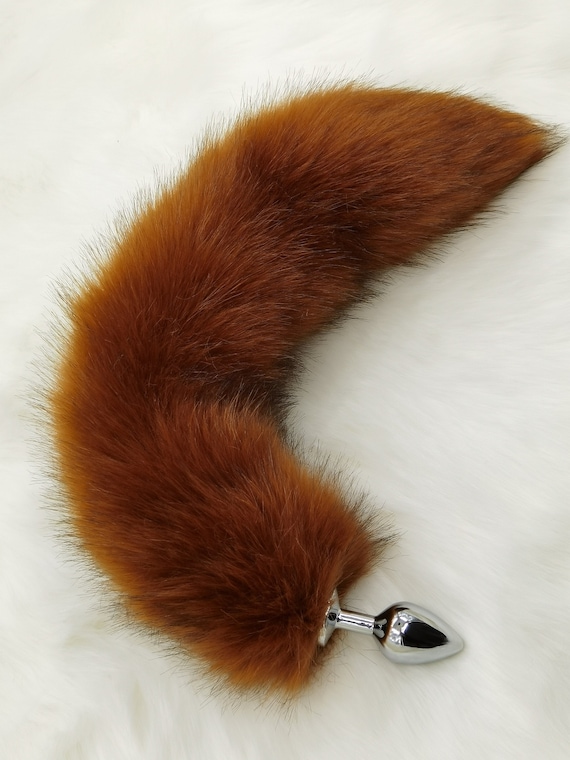 Brown/ Brown and White Faux Fur Fox Tail Plug/butt Plug Tail Fox/fox Tail  Sexy 