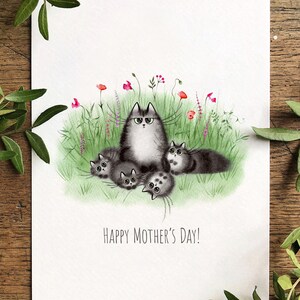 Mãe de gato, cartão engraçado de dia das mães, presente de amante de gato, arte de parede de gato, cartões engraçados para impressão de dia das mães, impressão de gato, cartão postal de gato de feliz dia das mães