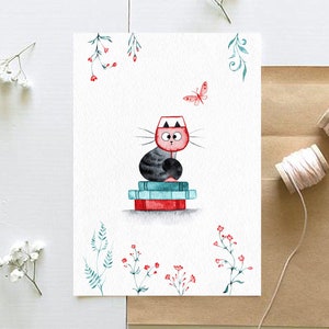 Katze Druck, Katze Dekor, Katzen-Liebhaber Geschenk, Wohnzimmer Wandkunst, Aquarell Malerei, Aquarell druckbare Postkarte, lustige Katzen Illustration