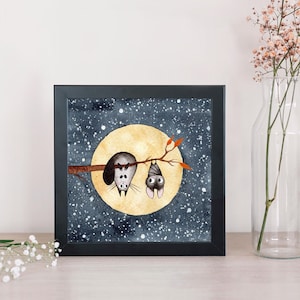 Reunión de gatos y murciélagos, arte de pared imprimible, pintura de gatos en acuarela, póster de dormitorio, decoración de la pared de la habitación para niños, postal imprimible en acuarela