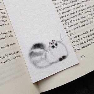 Marcador de gato blanco, marcador imprimible, regalo de amante de gato, pintura de gato de acuarela, postal imprimible de acuarela, impresión de gato, postal digital