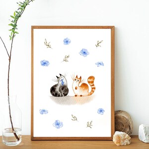 Regalo per amanti dei gatti, stampa acquerello di gatto, decorazione murale con gatto, biglietto d'auguri con gatti, decorazioni per gatti, decorazioni murali per la cameretta dei bambini, stampa acquerello, decorazioni per la camera da letto