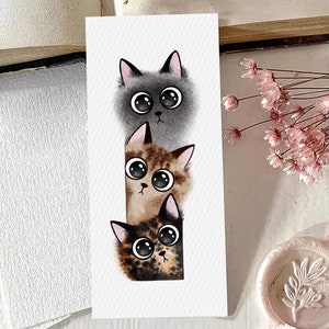 Segnalibro gatto, Segnalibro stampabile, Regalo amante dei gatti, Pittura gatto acquerello, Cartolina stampabile acquerello, Stampa gatto, Cartolina gatto digitale