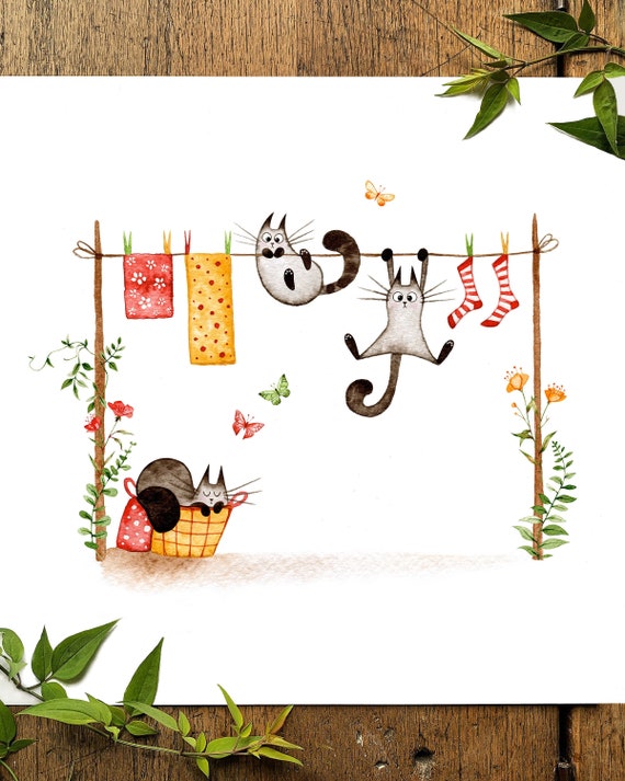 Kittens Laundry Basket Postcard Kittens Laundry Basket Postcard
